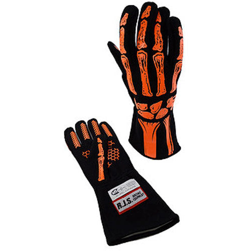 RJSSingle Layer Orange Skeleton Gloves Medium