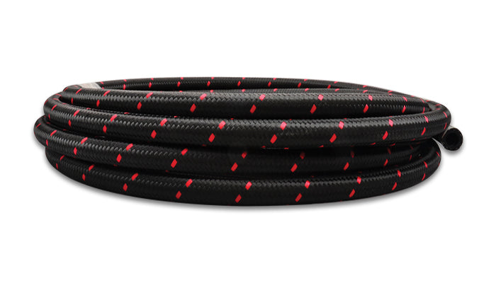 Vibrant Performance5ft Roll -8 Black Red Ny lon Braided Flex Hose