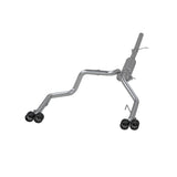 3in. Cat-Back. 2.5in. Dual Split Rear. T304. Quad CF Tips